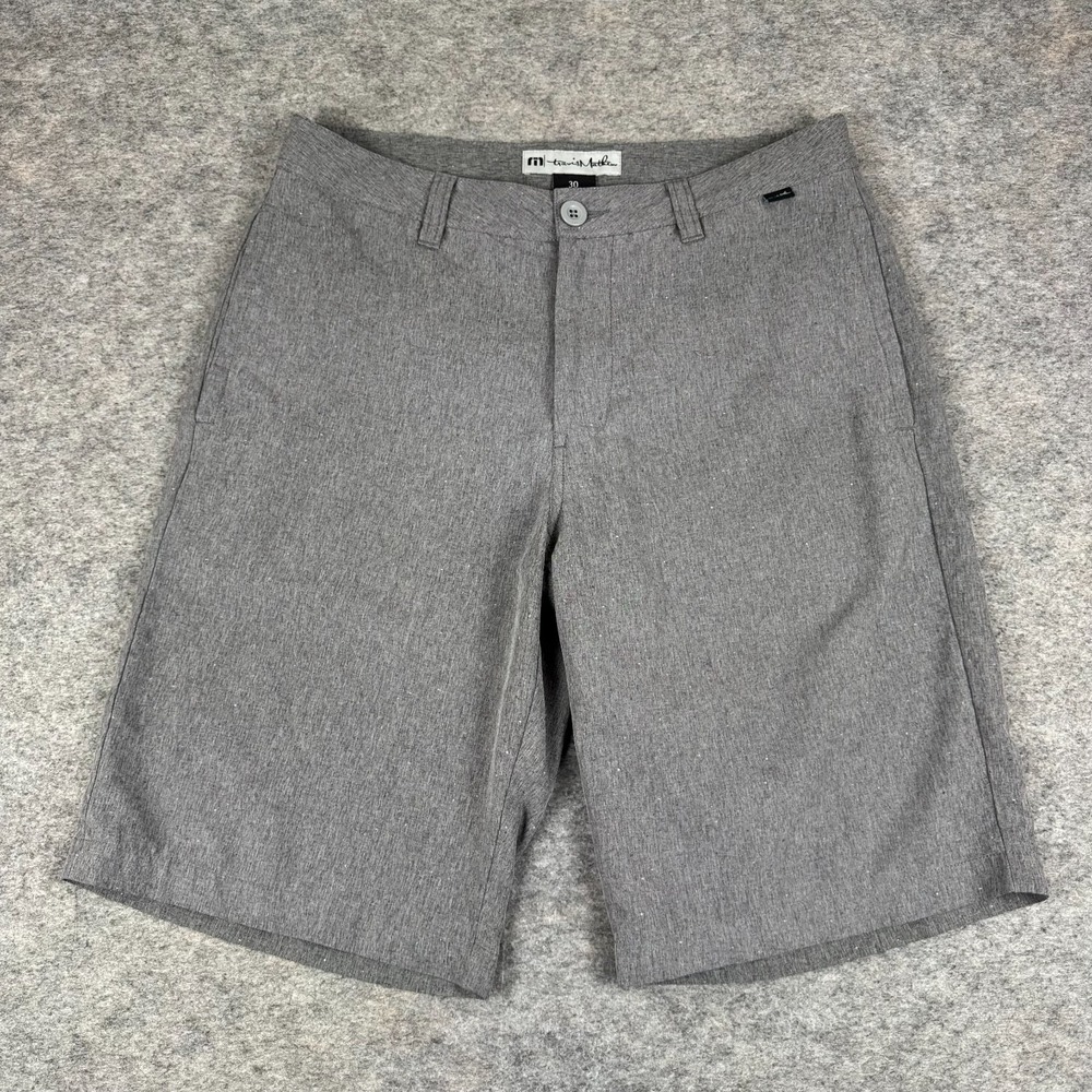 Travis Mathew Chino Shorts 11" Pockets Polyester Stretch Gray Mens 30
